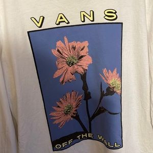 Vans off the wall l/s unisex tee with flower graphic and sleeve writing